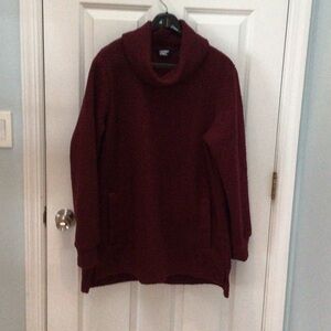 Lands' End Women's Burgundy Cowl Neck Sweater